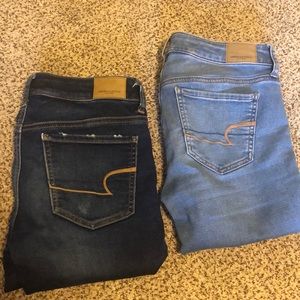 American eagle dark and light wash jeans